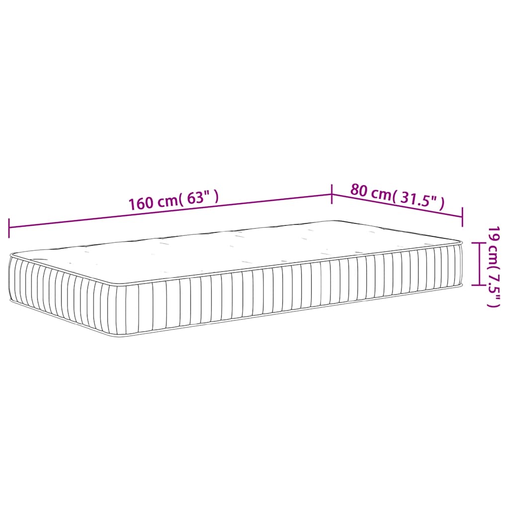 Pocketveringmatras voor kinderen middelhard 80x160 cm is nu te koop bij PeponiXL, paradijselijk wonen!