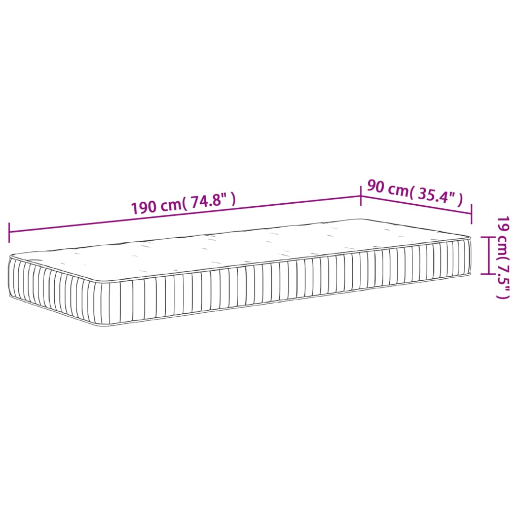 Pocketveringmatras middelhard 90x200 cm superkingsize is nu te koop bij PeponiXL, paradijselijk wonen!