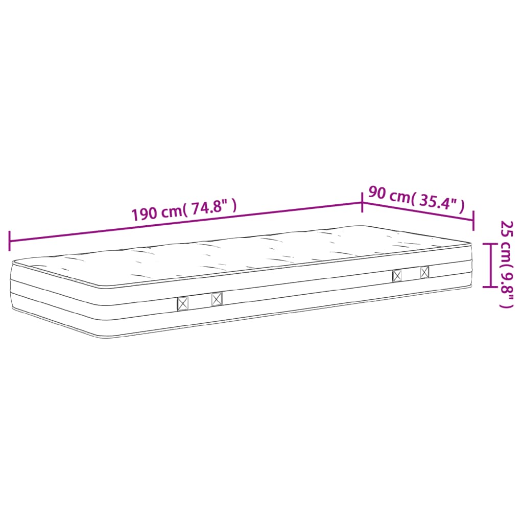 Pocketveringmatras middelhard-hard 90x190 cm Single Size is nu te koop bij PeponiXL, paradijselijk wonen!