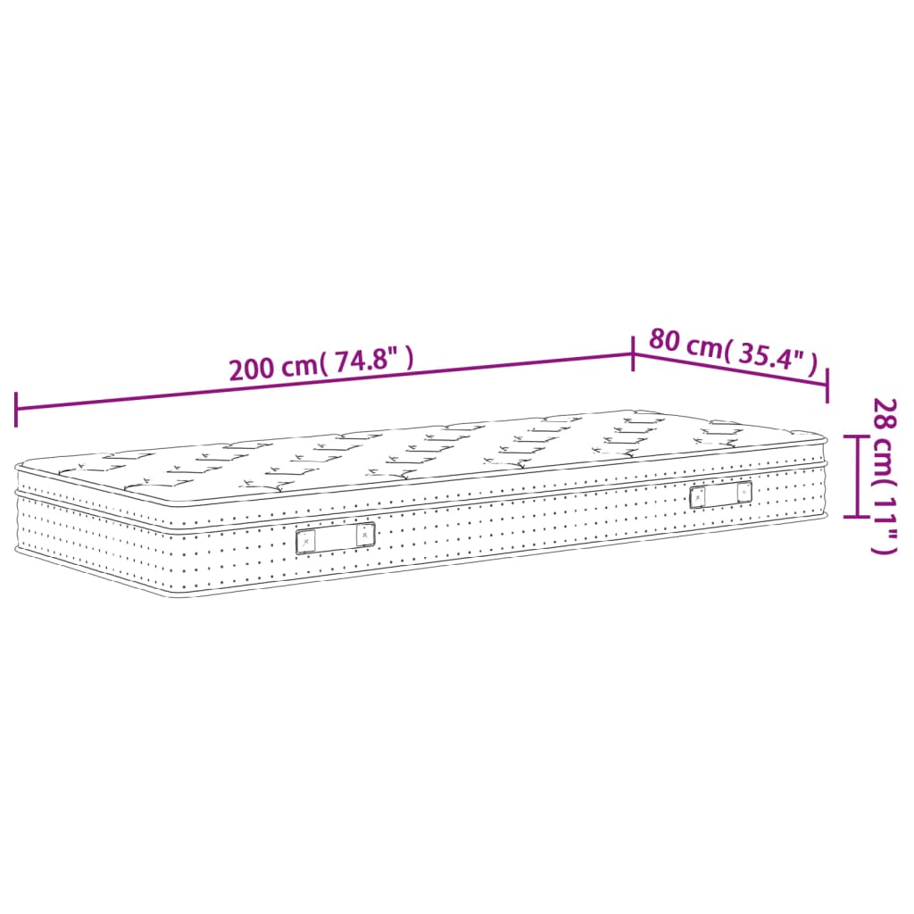 Pocketveringmatras middelhard 80x200 cm is nu te koop bij PeponiXL, paradijselijk wonen!