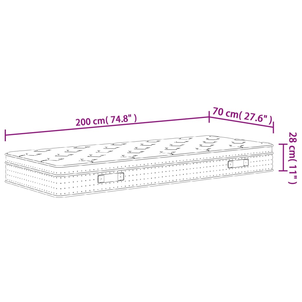 Pocketveringmatras middelhard 70x200 cm is nu te koop bij PeponiXL, paradijselijk wonen!