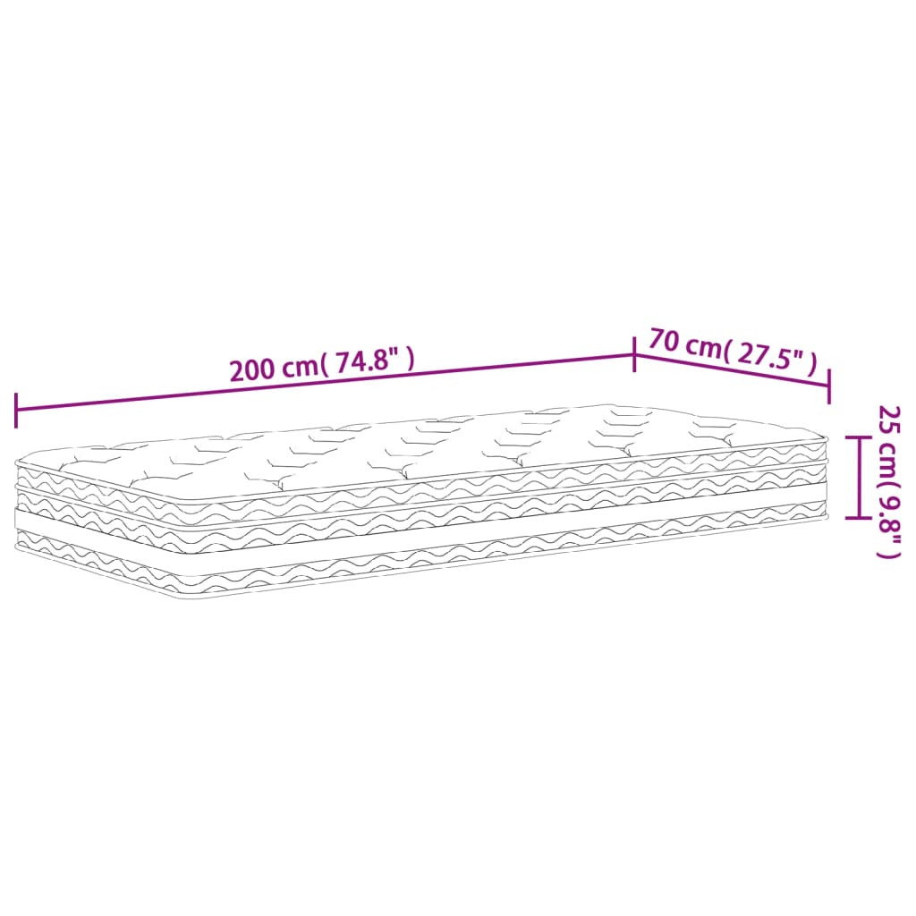 Pocketveringmatras middelhard 70x200 cm is nu te koop bij PeponiXL, paradijselijk wonen!