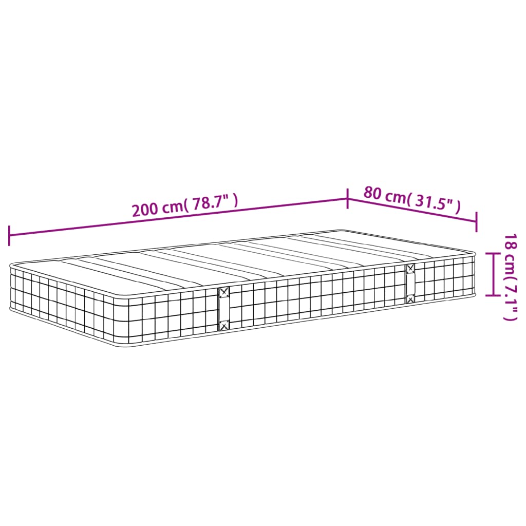 Binnenveringmatras middelhard 80x200 cm is nu te koop bij PeponiXL, paradijselijk wonen!