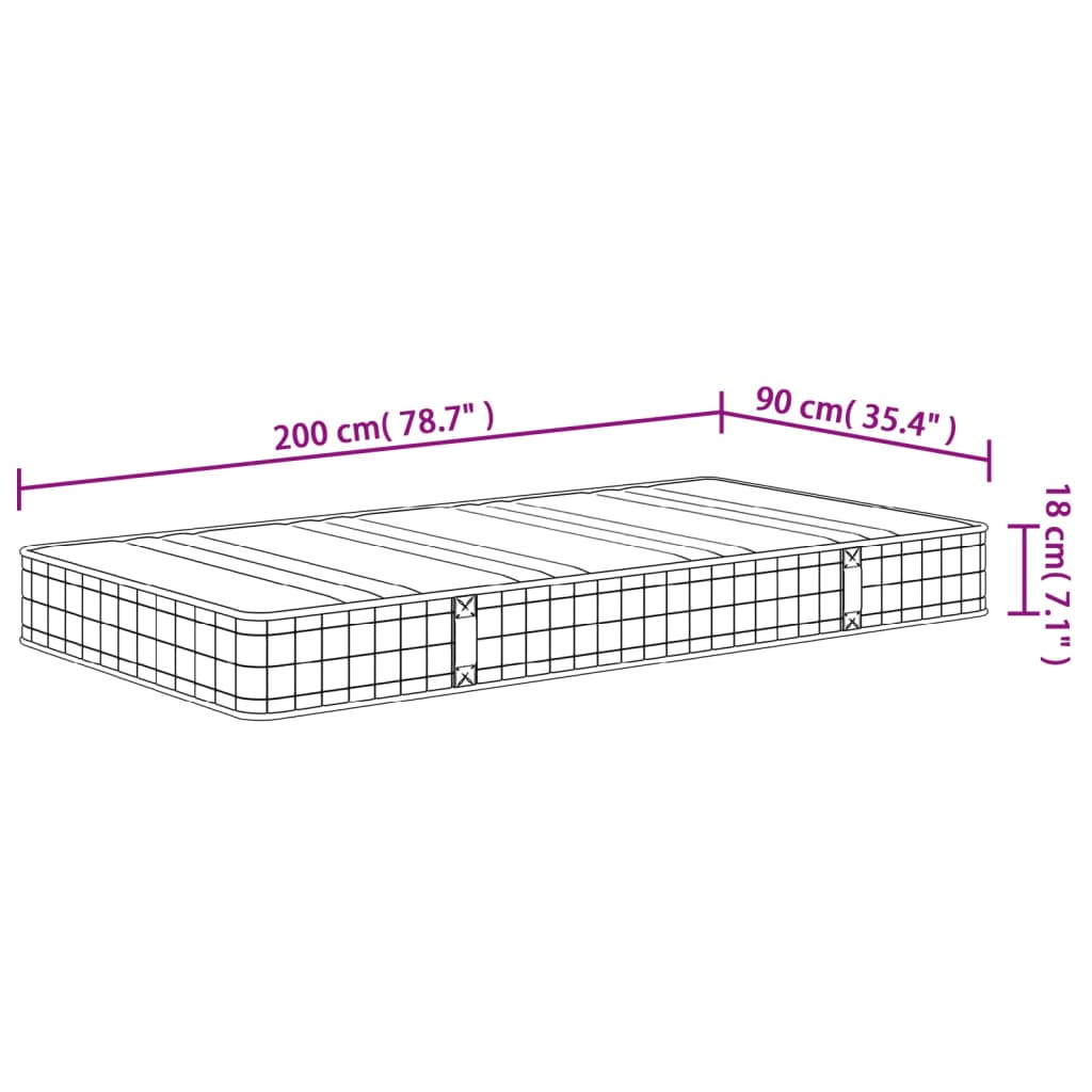 Binnenveringmatras middelhard 90x200 cm is nu te koop bij PeponiXL, paradijselijk wonen!