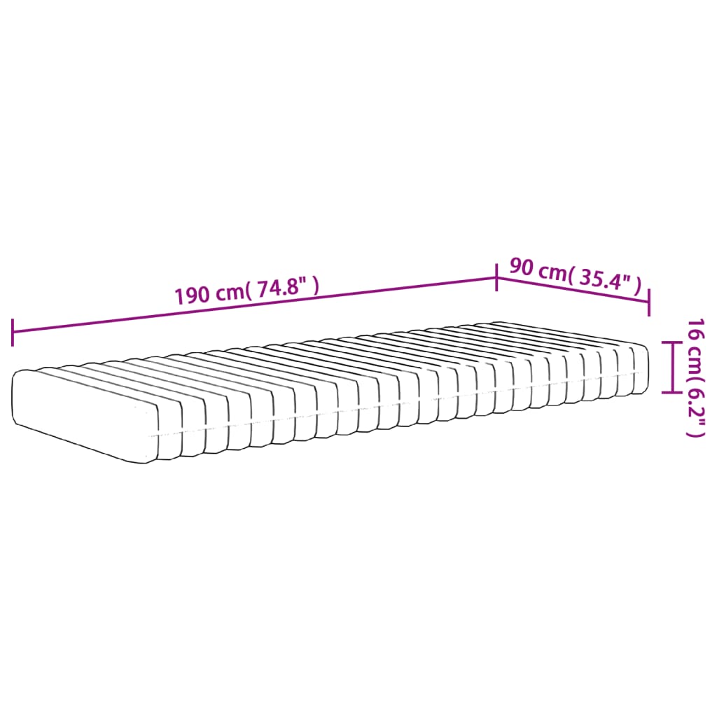 Schuimmatras middelzacht 90x190 cm Single Size is nu te koop bij PeponiXL, paradijselijk wonen!