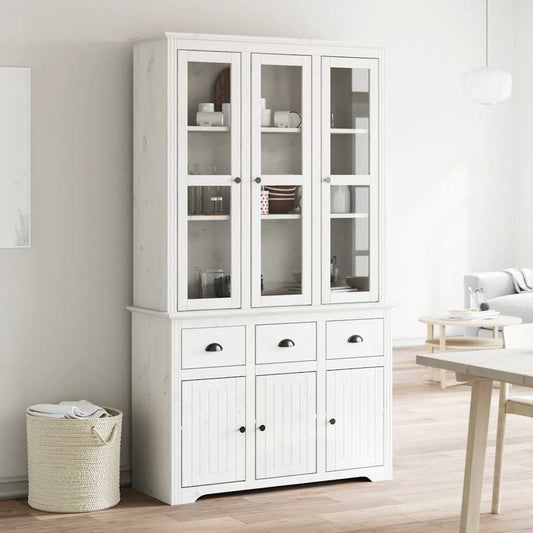 Hoge kast BODO 115,5x43x200,5 cm massief grenenhout wit is nu te koop bij PeponiXL, paradijselijk wonen!