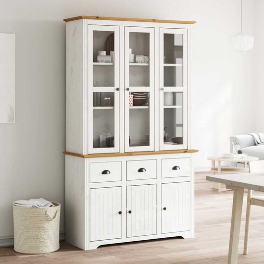 Hoge kast BODO 115,5x43x200,5 cm grenenhout wit en bruin is nu te koop bij PeponiXL, paradijselijk wonen!