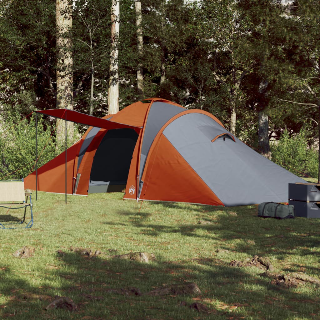 Koepeltent 6-persoons waterdicht grijs en oranje is nu te koop bij PeponiXL, paradijselijk wonen!