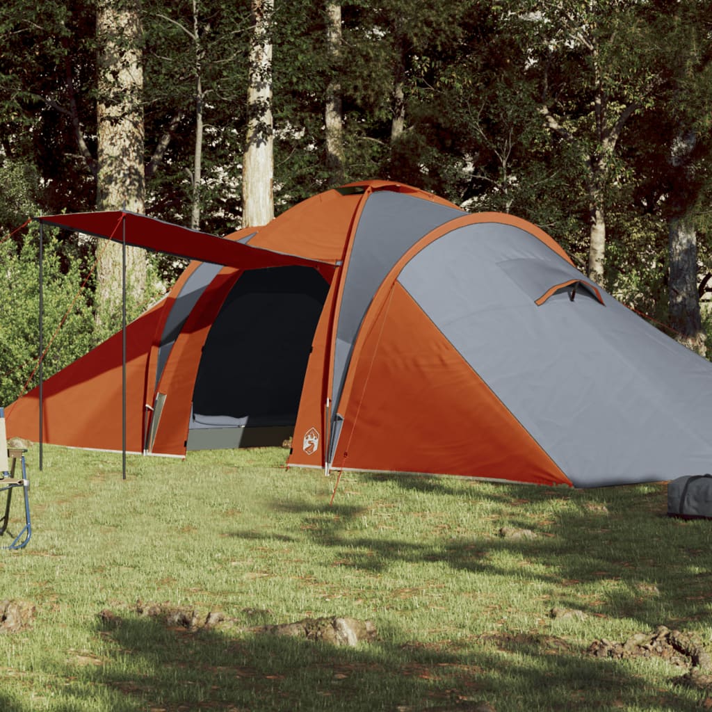 Koepeltent 6-persoons waterdicht grijs en oranje is nu te koop bij PeponiXL, paradijselijk wonen!