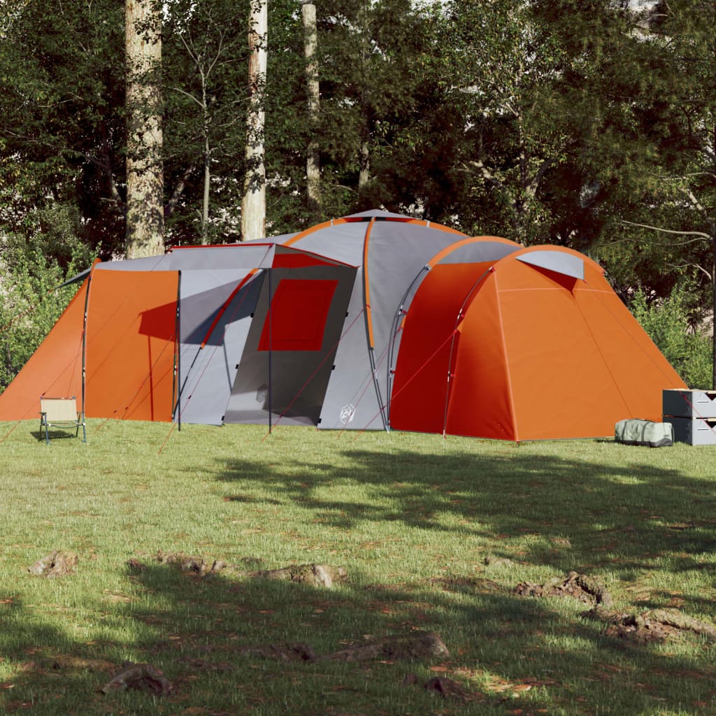 Koepeltent 12-persoons waterdicht grijs en oranje is nu te koop bij PeponiXL, paradijselijk wonen!