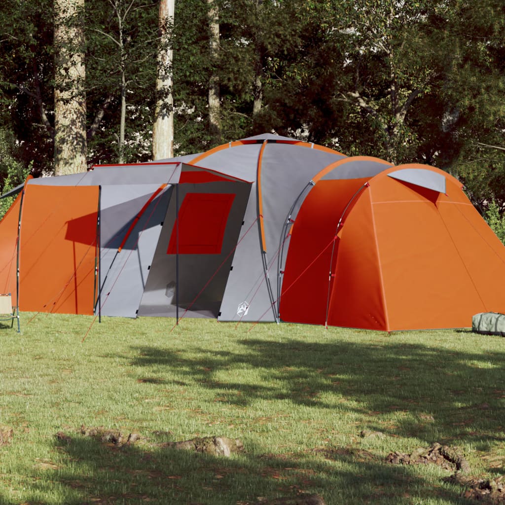 Koepeltent 12-persoons waterdicht grijs en oranje is nu te koop bij PeponiXL, paradijselijk wonen!