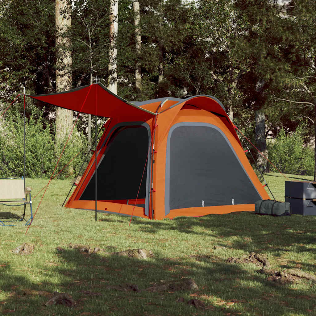 Tent 4-persoons waterdicht snelontgrendeling grijs en oranje is nu te koop bij PeponiXL, paradijselijk wonen!