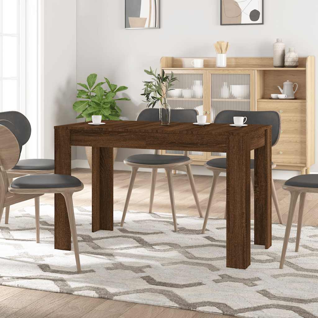 Eettafel 120x60x76 cm bewerkt hout bruin eikenkleur is nu te koop bij PeponiXL, paradijselijk wonen!