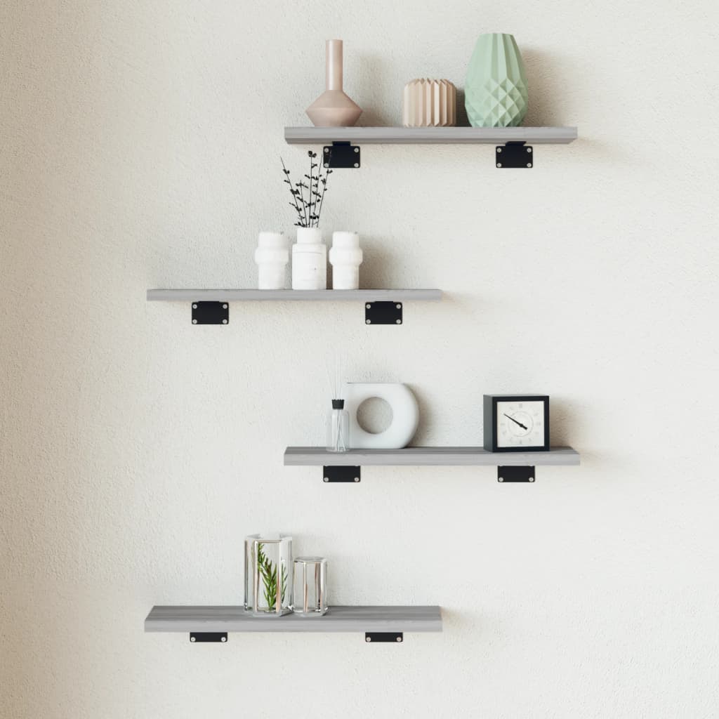 Wandschappen 4 st 40x10x1,5 cm bewerkt hout grijs sonoma eiken is nu te koop bij PeponiXL, paradijselijk wonen!