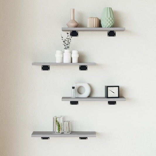 Wandschappen 4 st 40x10x1,5 cm bewerkt hout grijs sonoma eiken is nu te koop bij PeponiXL, paradijselijk wonen!