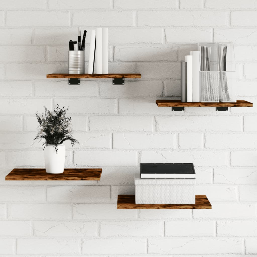 Wandschappen 4 st 40x30x1,5 cm bewerkt hout gerookt eikenkleur is nu te koop bij PeponiXL, paradijselijk wonen!