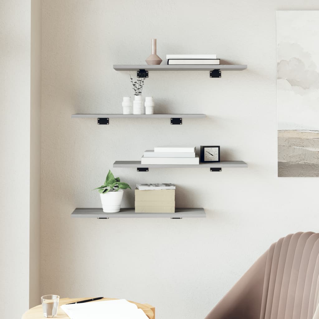 Wandschappen 4 st 60x20x1,5 cm bewerkt hout grijs sonoma eiken is nu te koop bij PeponiXL, paradijselijk wonen!