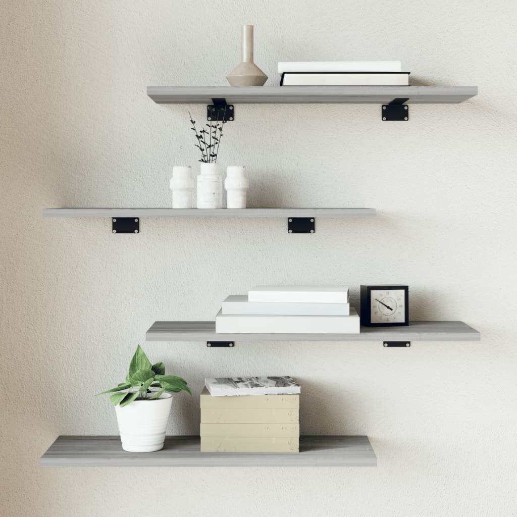 Wandschappen 4 st 60x20x1,5 cm bewerkt hout grijs sonoma eiken is nu te koop bij PeponiXL, paradijselijk wonen!