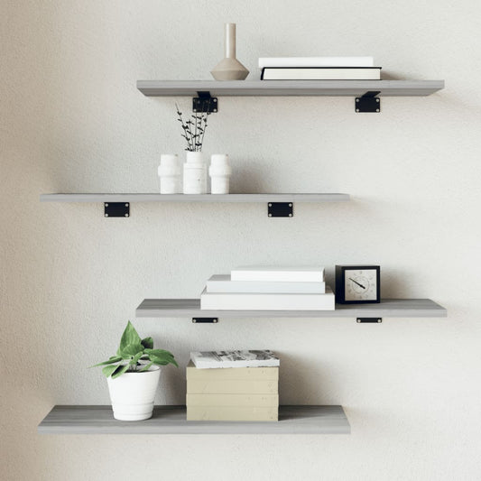 Wandschappen 4 st 60x20x1,5 cm bewerkt hout grijs sonoma eiken is nu te koop bij PeponiXL, paradijselijk wonen!
