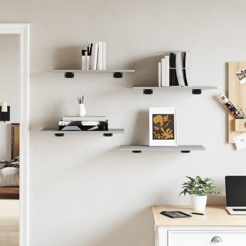 Wandschappen 4 st 60x30x1,5 cm bewerkt hout grijs sonoma eiken is nu te koop bij PeponiXL, paradijselijk wonen!