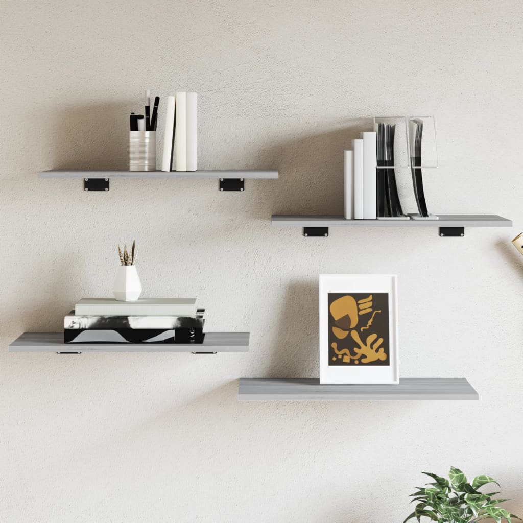 Wandschappen 4 st 60x30x1,5 cm bewerkt hout grijs sonoma eiken is nu te koop bij PeponiXL, paradijselijk wonen!