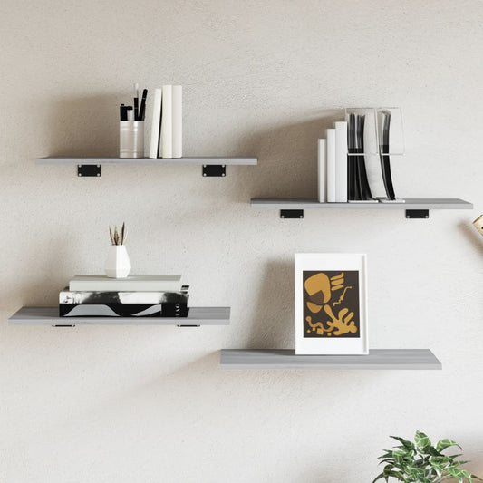 Wandschappen 4 st 60x30x1,5 cm bewerkt hout grijs sonoma eiken is nu te koop bij PeponiXL, paradijselijk wonen!