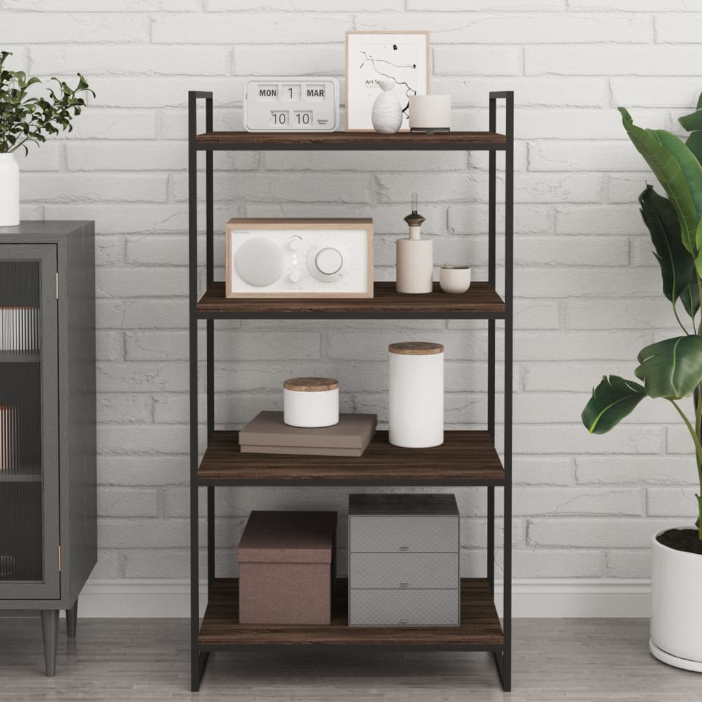 Wandschappen 4 st 60x40x1,5 cm bewerkt hout bruin eikenkleur is nu te koop bij PeponiXL, paradijselijk wonen!