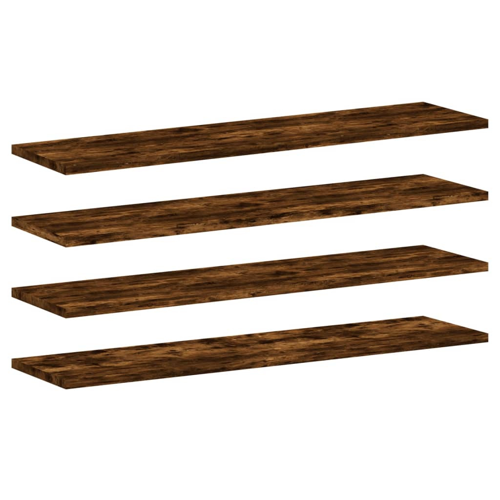 Wandschappen 4 st 80x20x1,5 cm bewerkt hout gerookt eikenkleur is nu te koop bij PeponiXL, paradijselijk wonen!