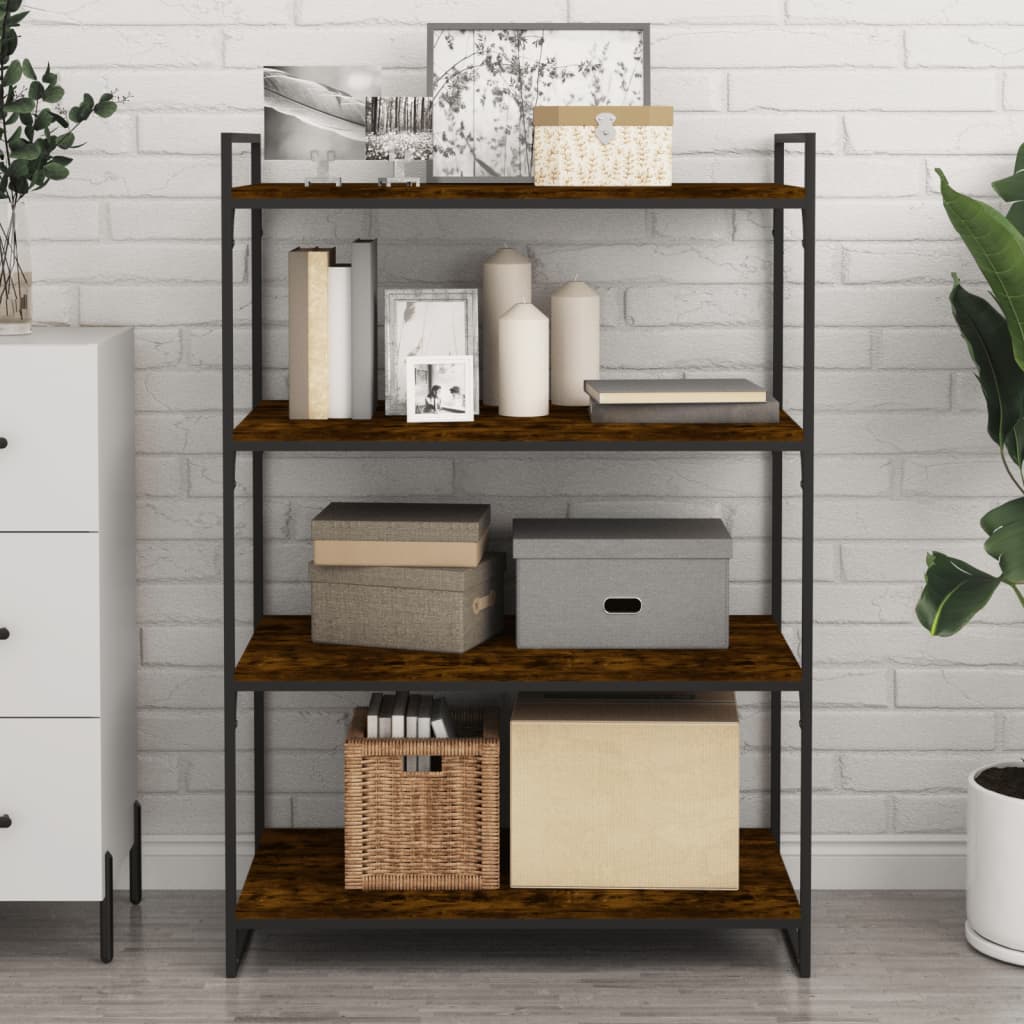 Wandschappen 4 st 80x40x1,5 cm bewerkt hout gerookt eikenkleur is nu te koop bij PeponiXL, paradijselijk wonen!