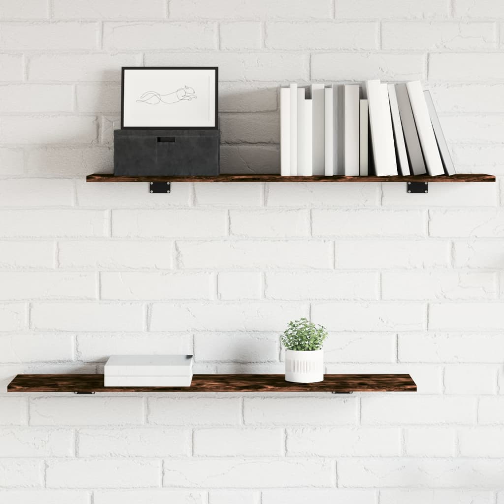 Wandschappen 4 st 100x20x1,5 cm bewerkt hout gerookt eikenkleur is nu te koop bij PeponiXL, paradijselijk wonen!