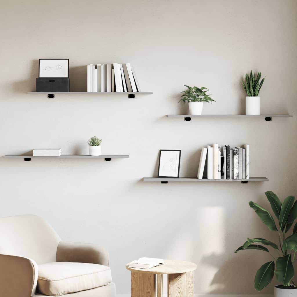 Wandschappen 4 st 100x20x1,5 cm bewerkt hout grijs sonoma eiken is nu te koop bij PeponiXL, paradijselijk wonen!