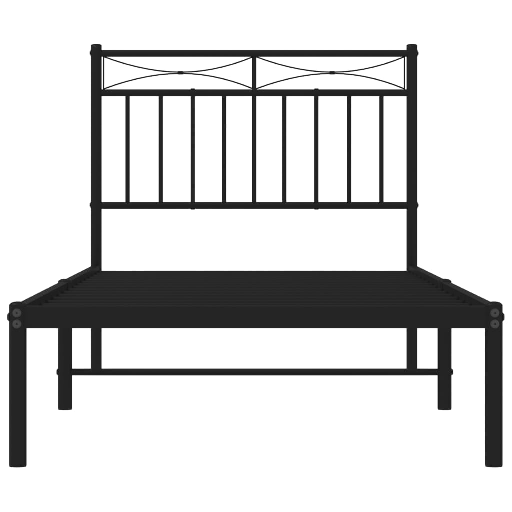Bedframe met hoofdbord metaal zwart 90x190 cm is nu te koop bij PeponiXL, paradijselijk wonen!