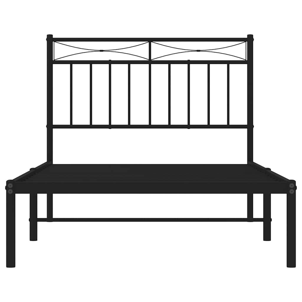 Bedframe met hoofdbord metaal zwart 100x190 cm is nu te koop bij PeponiXL, paradijselijk wonen!
