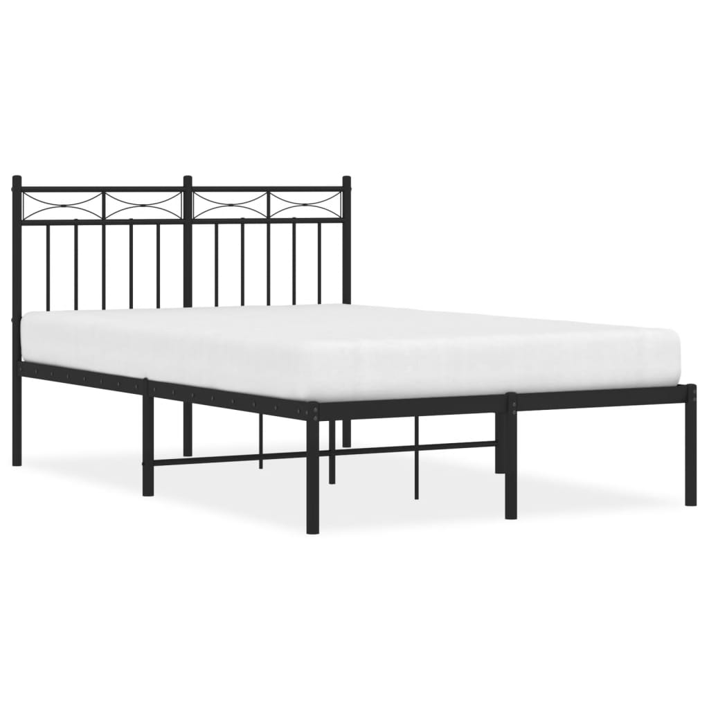 Bedframe met hoofdbord metaal zwart 120x190 cm is nu te koop bij PeponiXL, paradijselijk wonen!