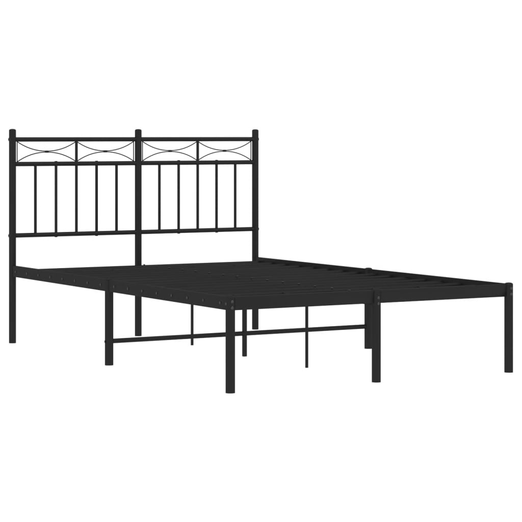 Bedframe met hoofdbord metaal zwart 120x190 cm is nu te koop bij PeponiXL, paradijselijk wonen!