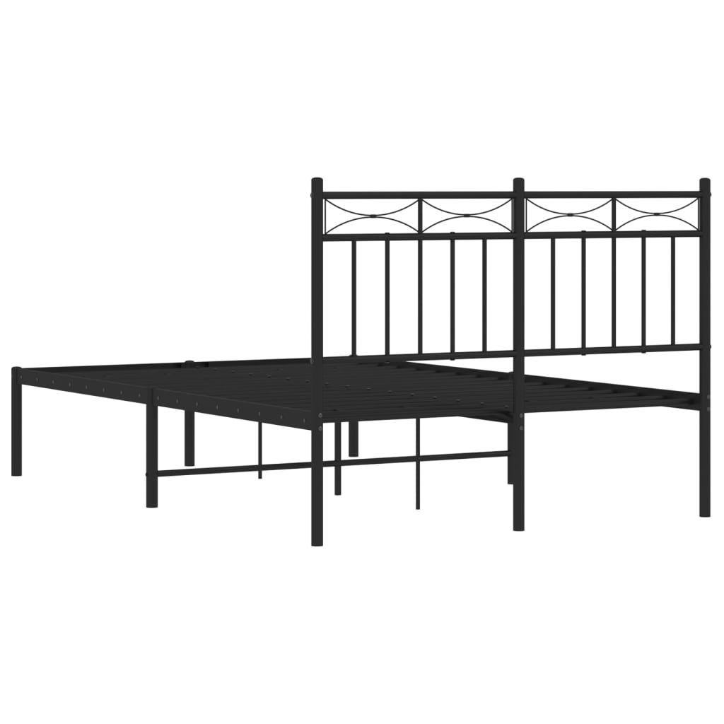 Bedframe met hoofdbord metaal zwart 120x190 cm is nu te koop bij PeponiXL, paradijselijk wonen!