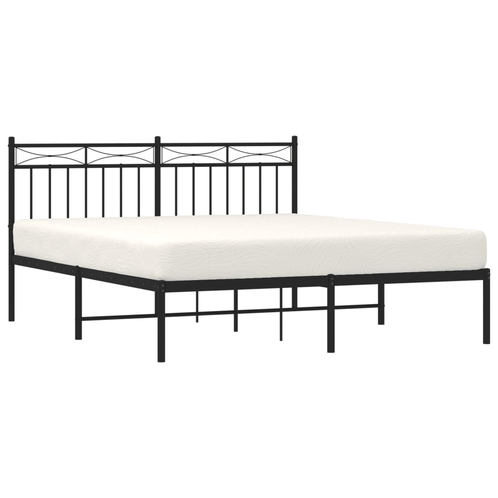Bedframe met hoofdbord metaal zwart 160x200 cm is nu te koop bij PeponiXL, paradijselijk wonen!