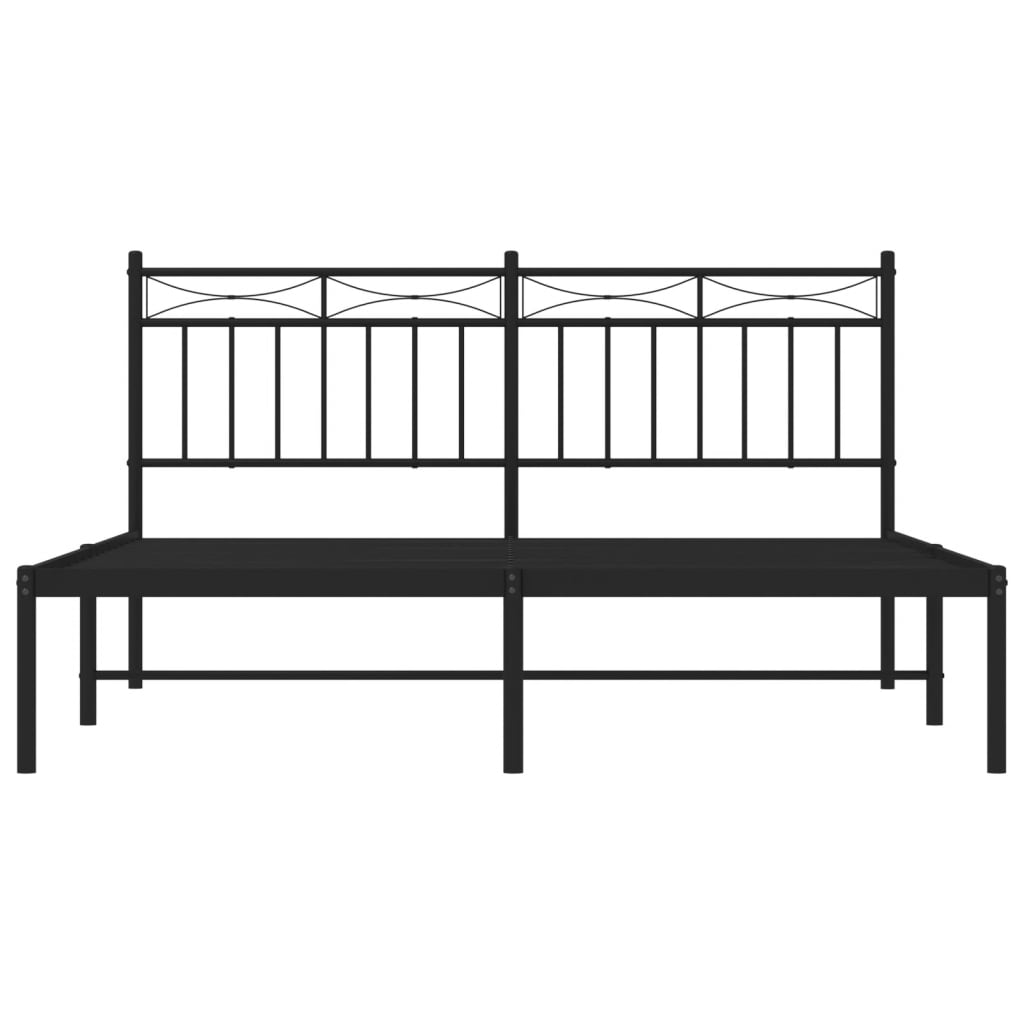 Bedframe met hoofdbord metaal zwart 160x200 cm is nu te koop bij PeponiXL, paradijselijk wonen!