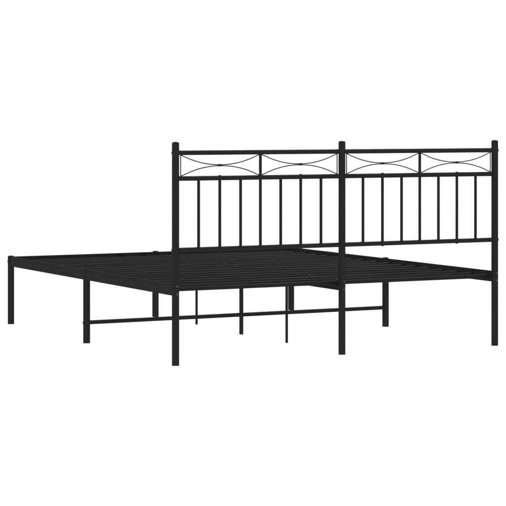 Bedframe met hoofdbord metaal zwart 160x200 cm is nu te koop bij PeponiXL, paradijselijk wonen!