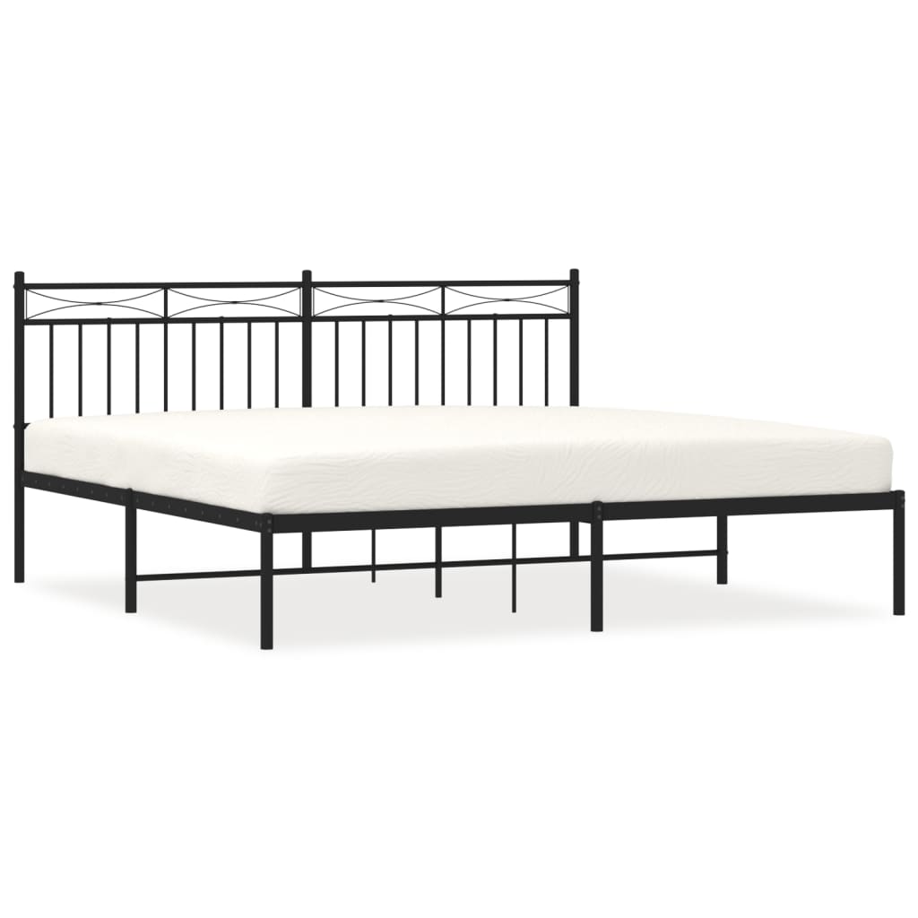 Bedframe met hoofdbord metaal zwart 180x200 cm is nu te koop bij PeponiXL, paradijselijk wonen!