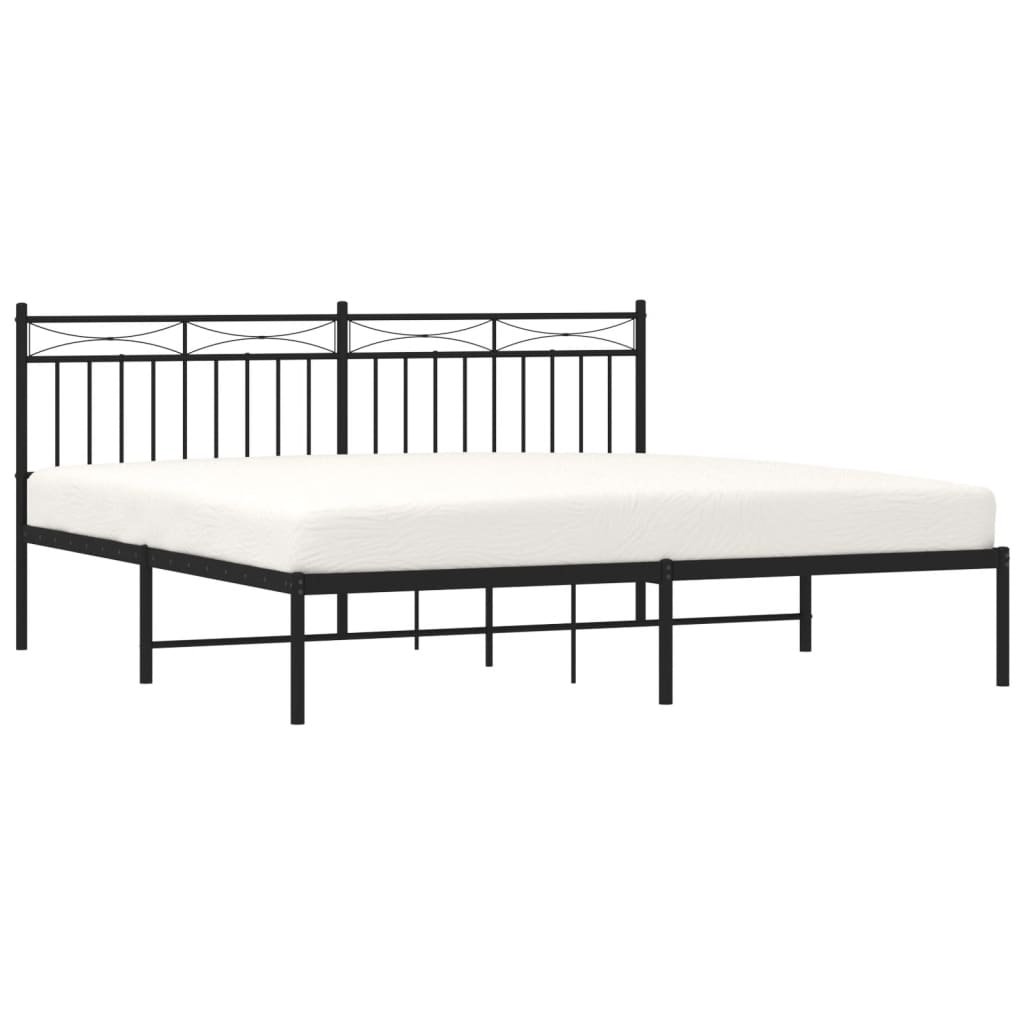 Bedframe met hoofdbord metaal zwart 180x200 cm is nu te koop bij PeponiXL, paradijselijk wonen!