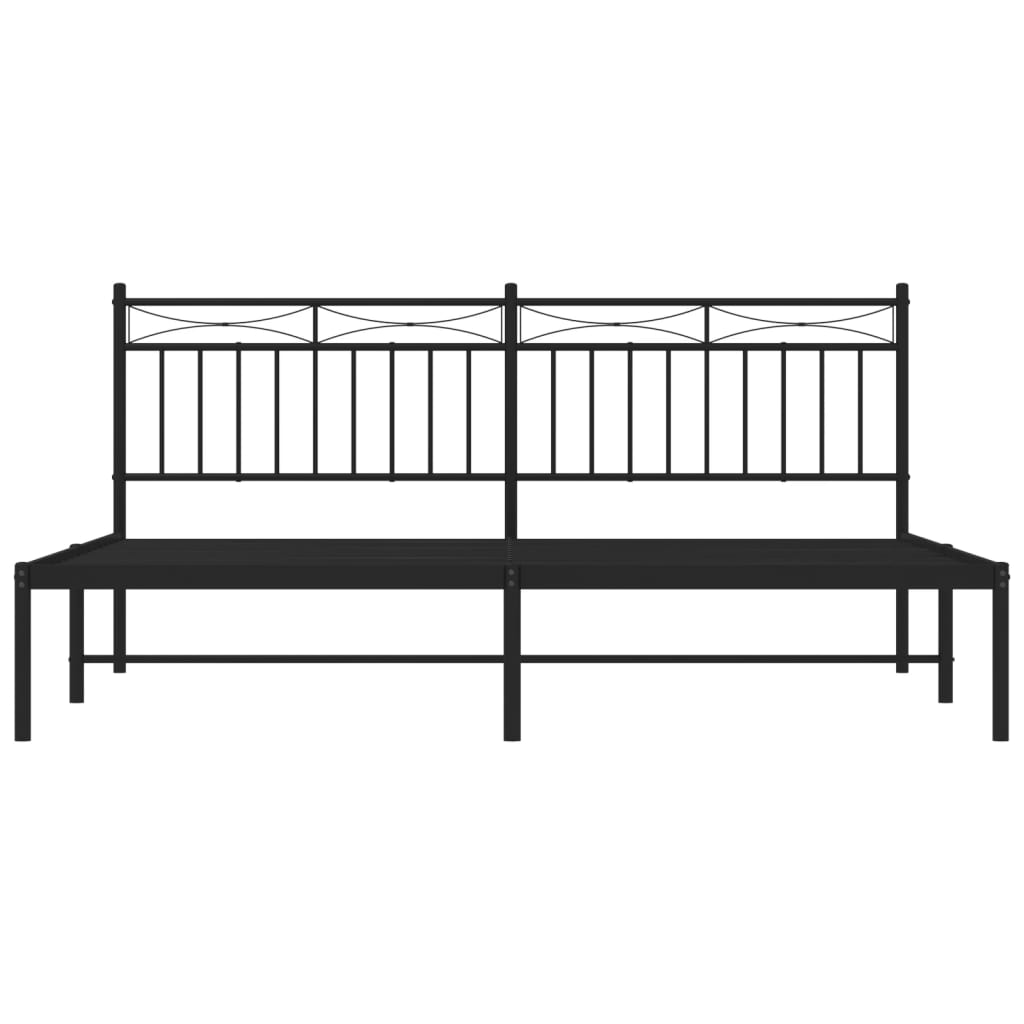 Bedframe met hoofdbord metaal zwart 180x200 cm is nu te koop bij PeponiXL, paradijselijk wonen!