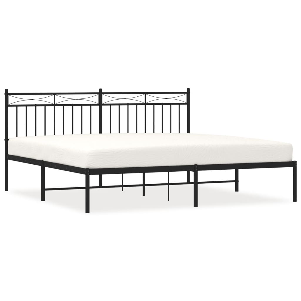 Bedframe met hoofdbord metaal zwart 183x213 cm is nu te koop bij PeponiXL, paradijselijk wonen!