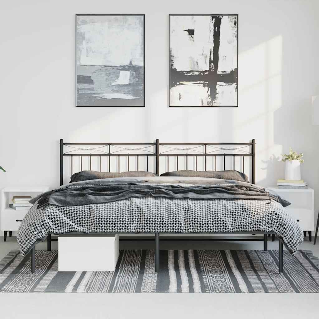 Bedframe met hoofdbord metaal zwart 183x213 cm is nu te koop bij PeponiXL, paradijselijk wonen!