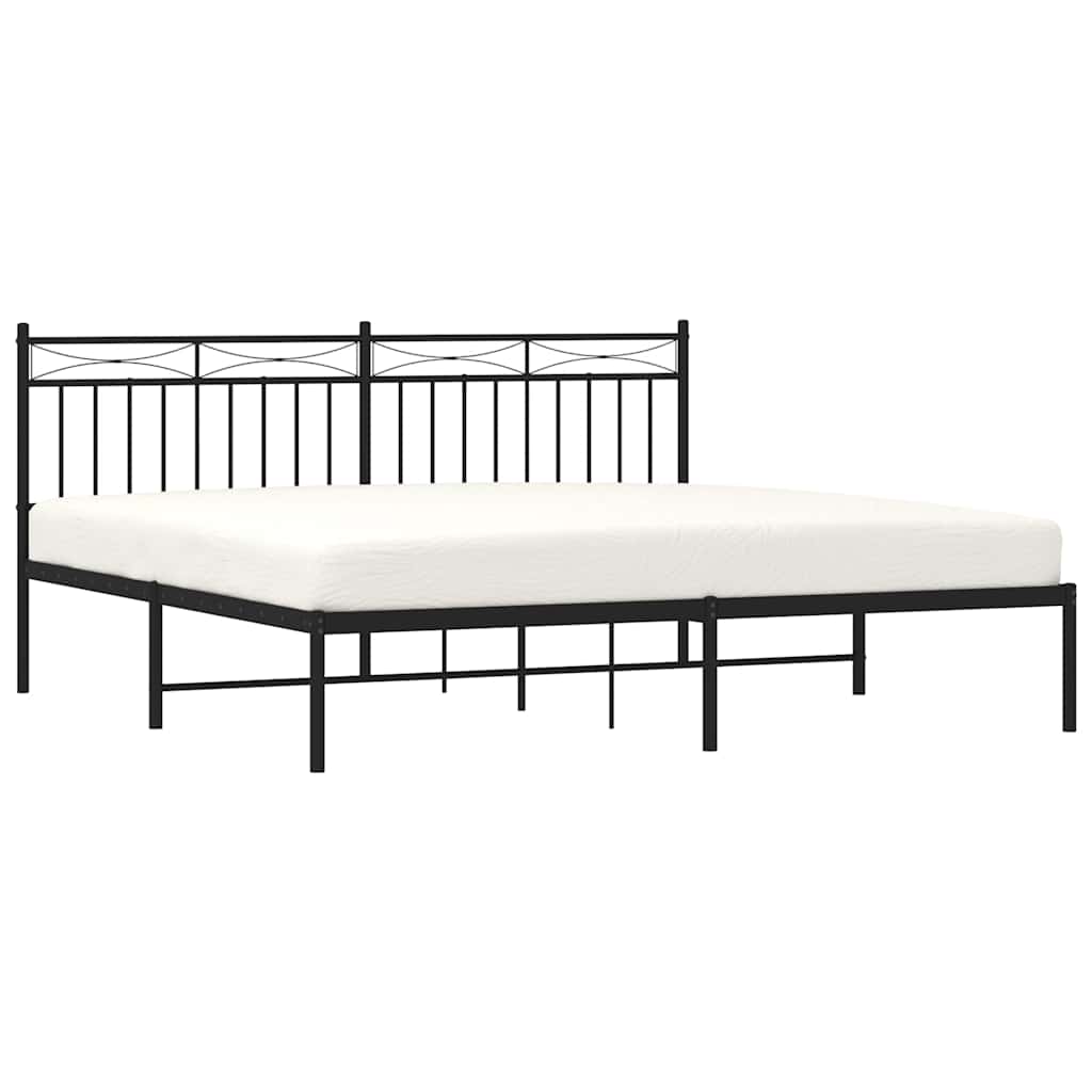 Bedframe met hoofdbord metaal zwart 183x213 cm is nu te koop bij PeponiXL, paradijselijk wonen!