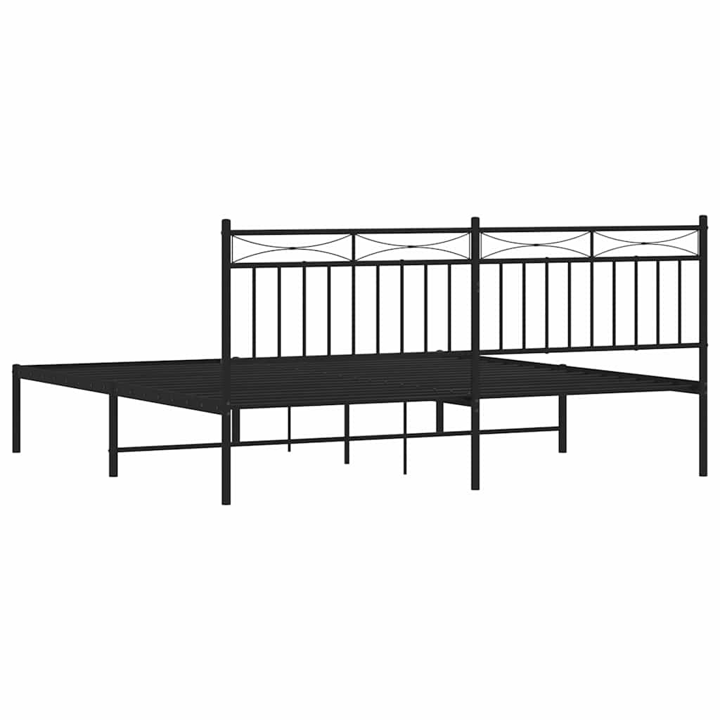 Bedframe met hoofdbord metaal zwart 183x213 cm is nu te koop bij PeponiXL, paradijselijk wonen!