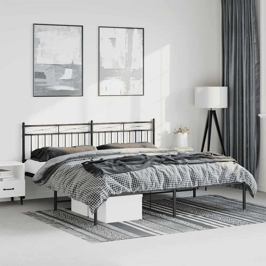 Bedframe met hoofdbord metaal zwart 183x213 cm is nu te koop bij PeponiXL, paradijselijk wonen!