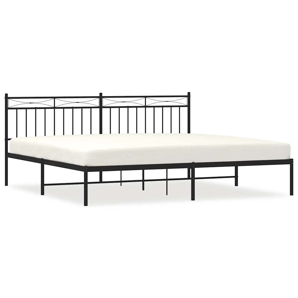 Bedframe met hoofdbord metaal zwart 193x203 cm is nu te koop bij PeponiXL, paradijselijk wonen!