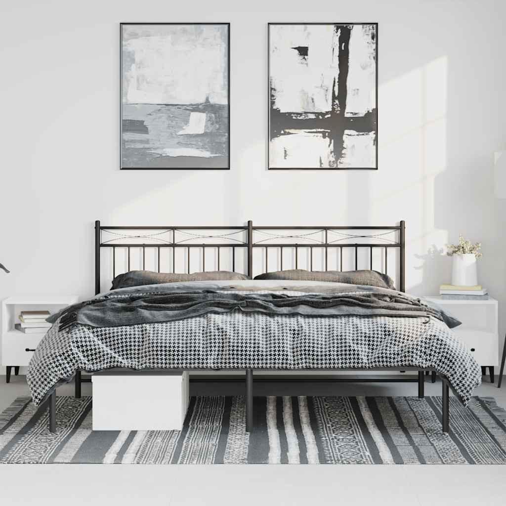 Bedframe met hoofdbord metaal zwart 193x203 cm is nu te koop bij PeponiXL, paradijselijk wonen!