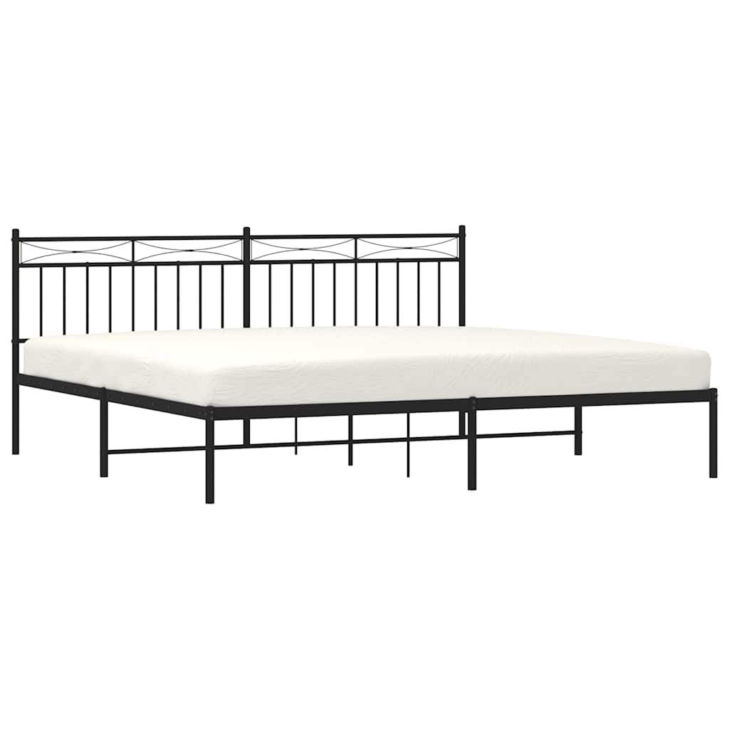 Bedframe met hoofdbord metaal zwart 193x203 cm is nu te koop bij PeponiXL, paradijselijk wonen!